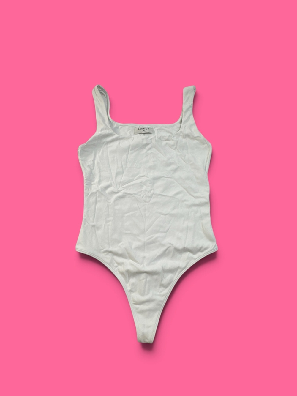 Babaton Aritzia Contour Square Neck Thong Bodysuit White Size XS Tank Top